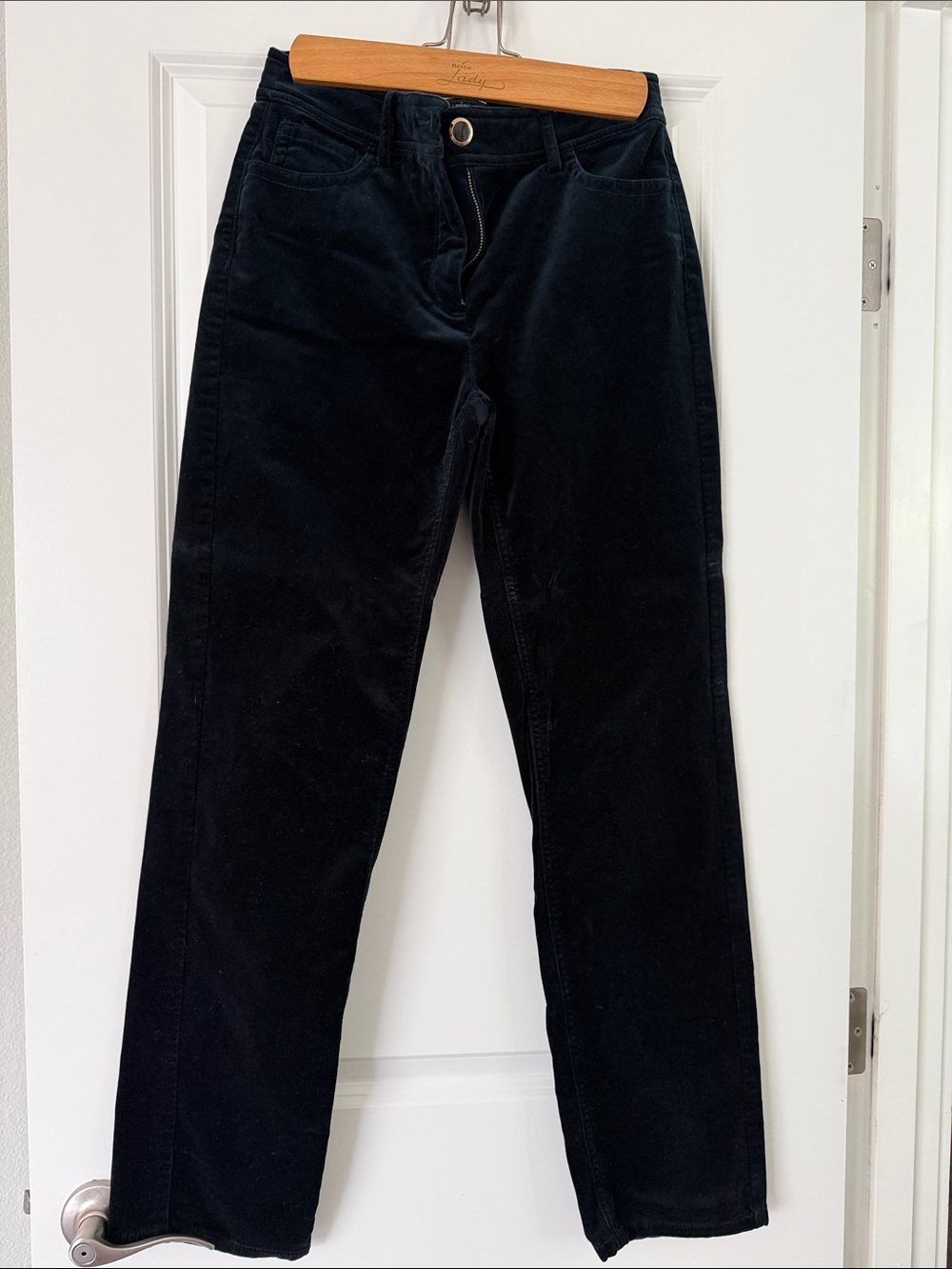 J. Crew Women's Black Straight-Leg Velvet Pants